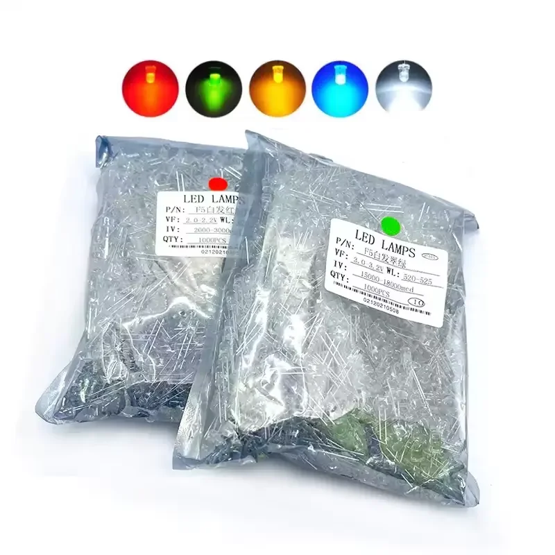 1000PCS LED F5 Water Clear round 5mm Light Emitting Diodes Assorted Colors (Red Blue Green Orange Yellow White)
1000PCS LED F5 Water Clear round 5mm Light Emitting Diodes Assorted Colors (Red Blue Green Orange Yellow White)