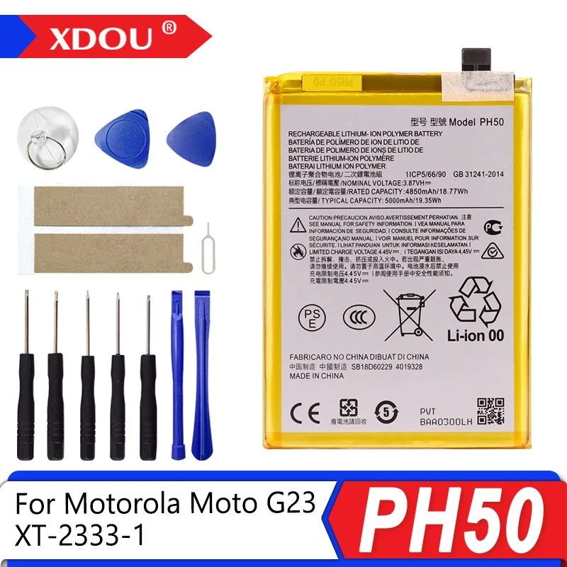 Совершенно новый аккумулятор PH50 5000 мАч для Motorola MOTO G23 XT-2333-1, аккумуляторы для мобильных телефонов + инструменты
Совершенно новый аккумулятор PH50 5000 мАч для Motorola MOTO G23 XT-2333-1, аккумуляторы для мобильных телефонов + инструменты