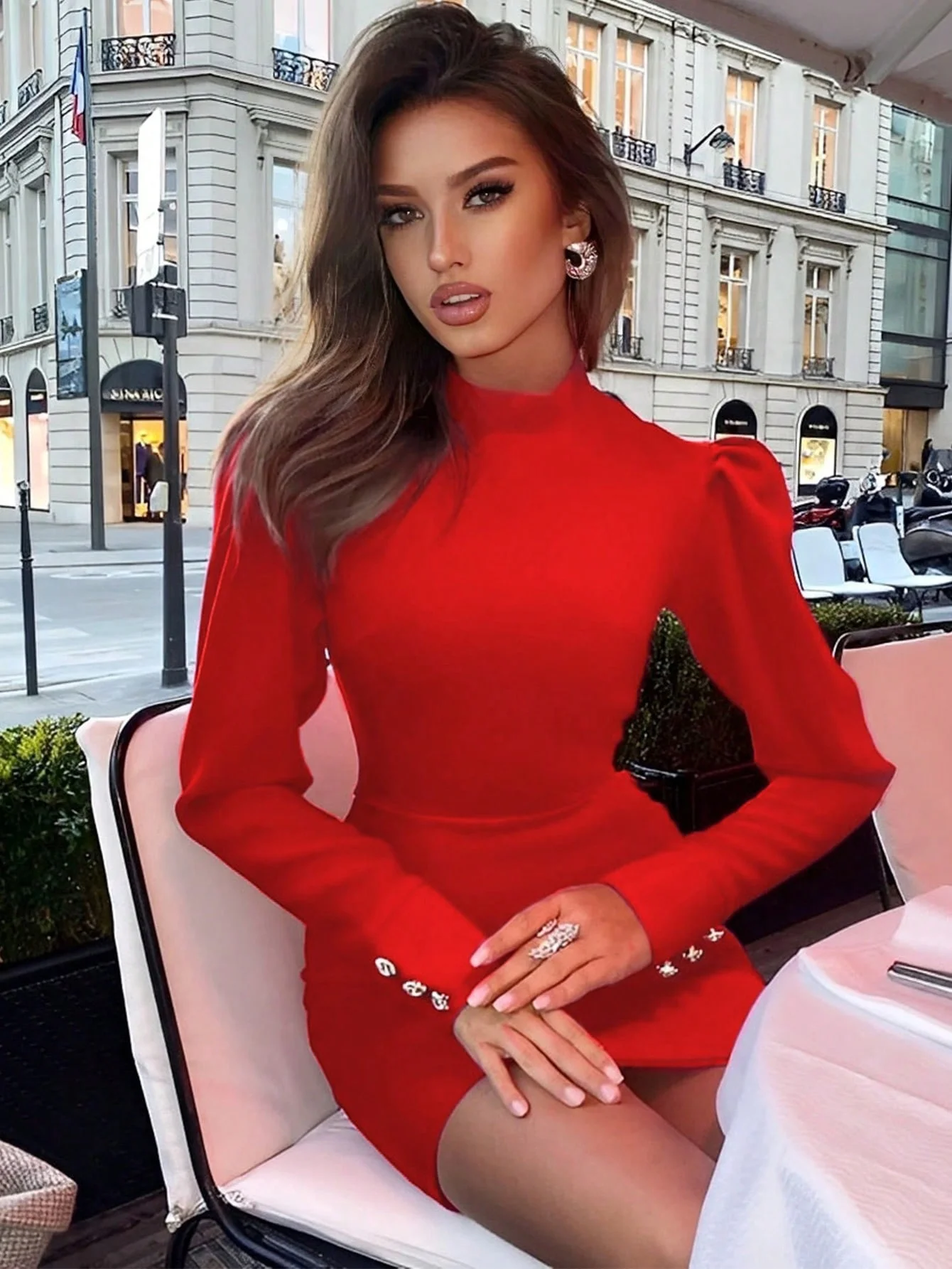 Christmas Women's Fantasy High Neck Short Bodycon Dress Embellished Long Sleeve Bandage Dress Red Elegant Wedding Evening
Christmas Women's Fantasy High Neck Short Bodycon Dress Embellished Long Sleeve Bandage Dress Red Elegant Wedding Evening