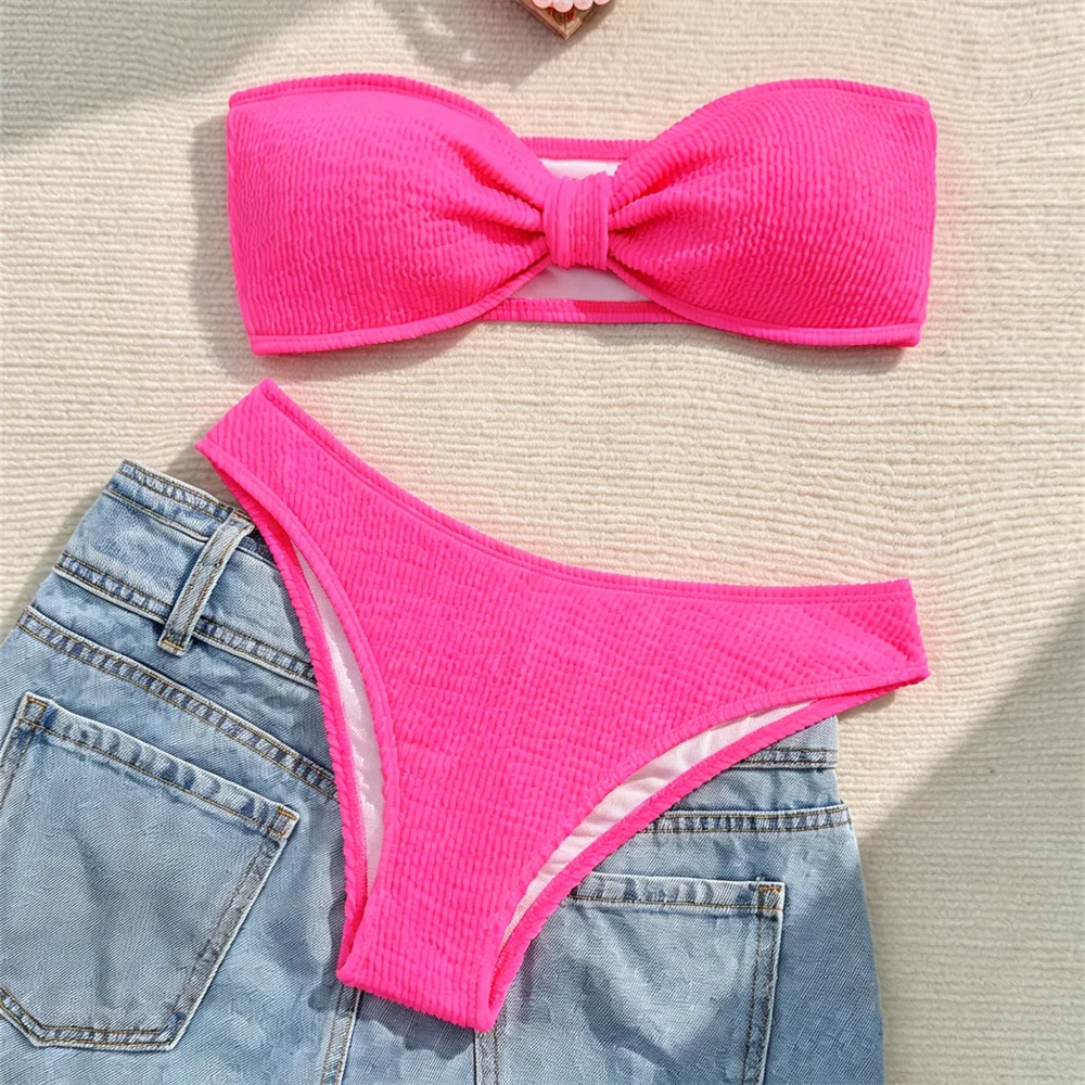 Sexy Rose Red Bikini Bandeau Swimsuit Y2K Rib Vacation Swimwear Backless Strapless Bikinis Thong Women Beach Outfit Bathing Suit
Sexy Rose Red Bikini Bandeau Swimsuit Y2K Rib Vacation Swimwear Backless Strapless Bikinis Thong Women Beach Outfit Bathing Suit