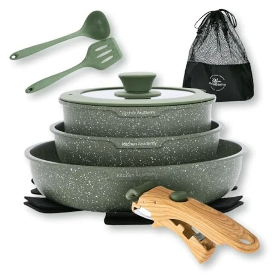 Removable Handle Pots and Pans Set - 10 Pieces Cookware Set with Removable Handle RV Induction Cookware Set for Camp
Removable Handle Pots and Pans Set - 10 Pieces Cookware Set with Removable Handle RV Induction Cookware Set for Camp