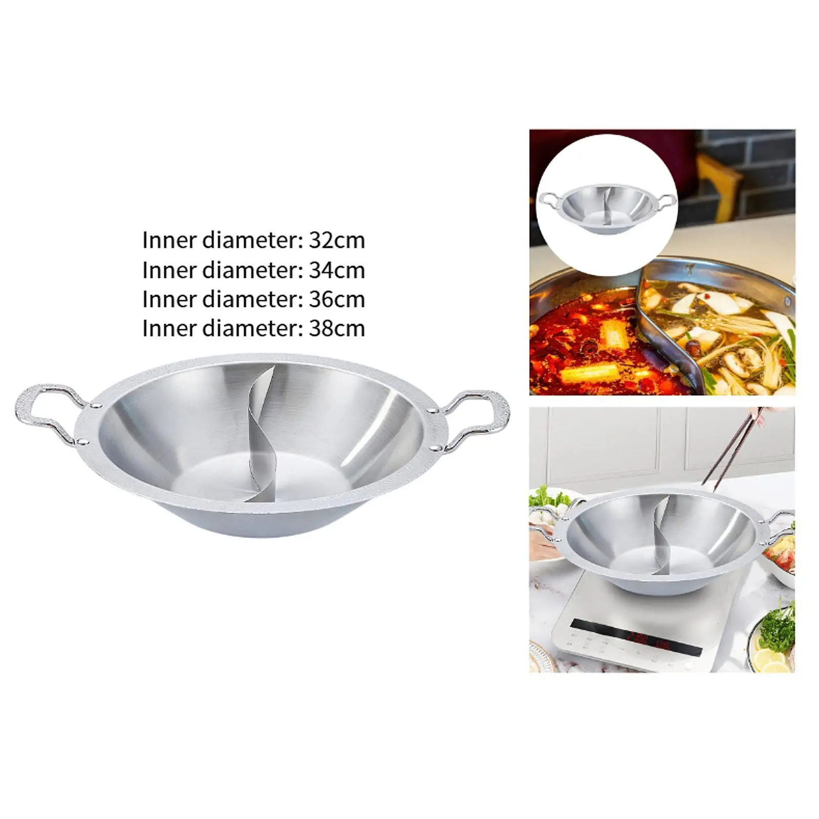 Stainless Steel Hot Pot Both Sides Site Shabu with Handle Stainless Steel Hot Pot Cooker Two Flavor Soup Pot for Travel Party
Stainless Steel Hot Pot Both Sides Site Shabu with Handle Stainless Steel Hot Pot Cooker Two Flavor Soup Pot for Travel Party