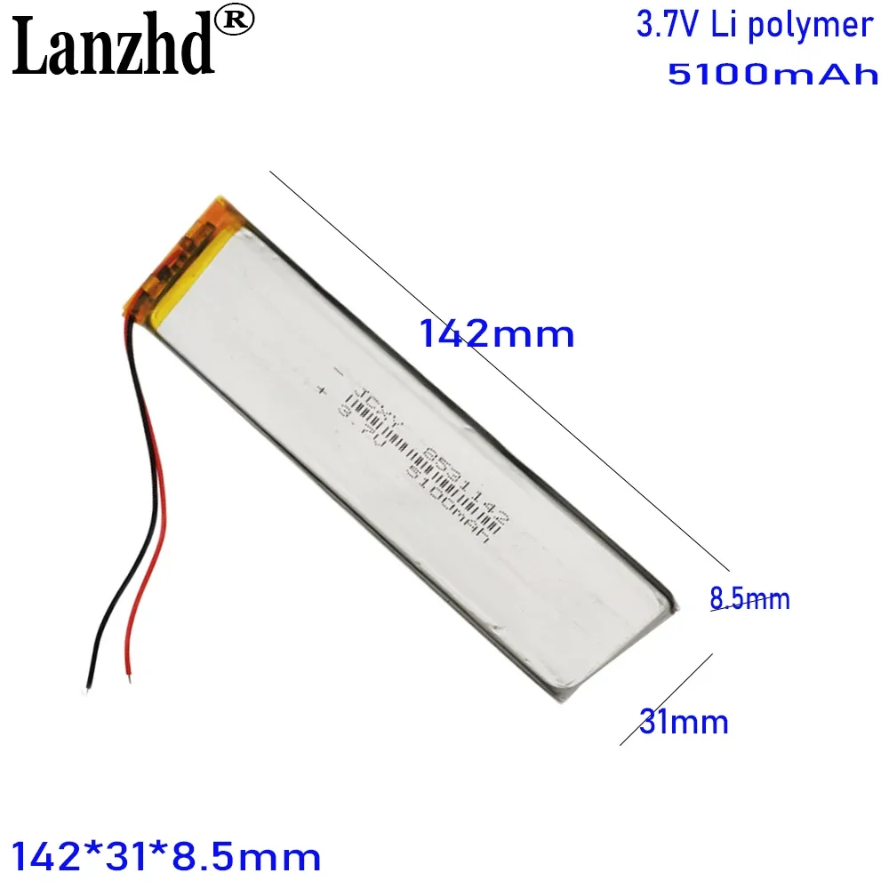 1-15 pcs Light bar battery 8531142 Polymer lithium battery 5100mAh 3.7V Cabinet wardrobe LED light Bluetooth speaker
1-15 pcs Light bar battery 8531142 Polymer lithium battery 5100mAh 3.7V Cabinet wardrobe LED light Bluetooth speaker