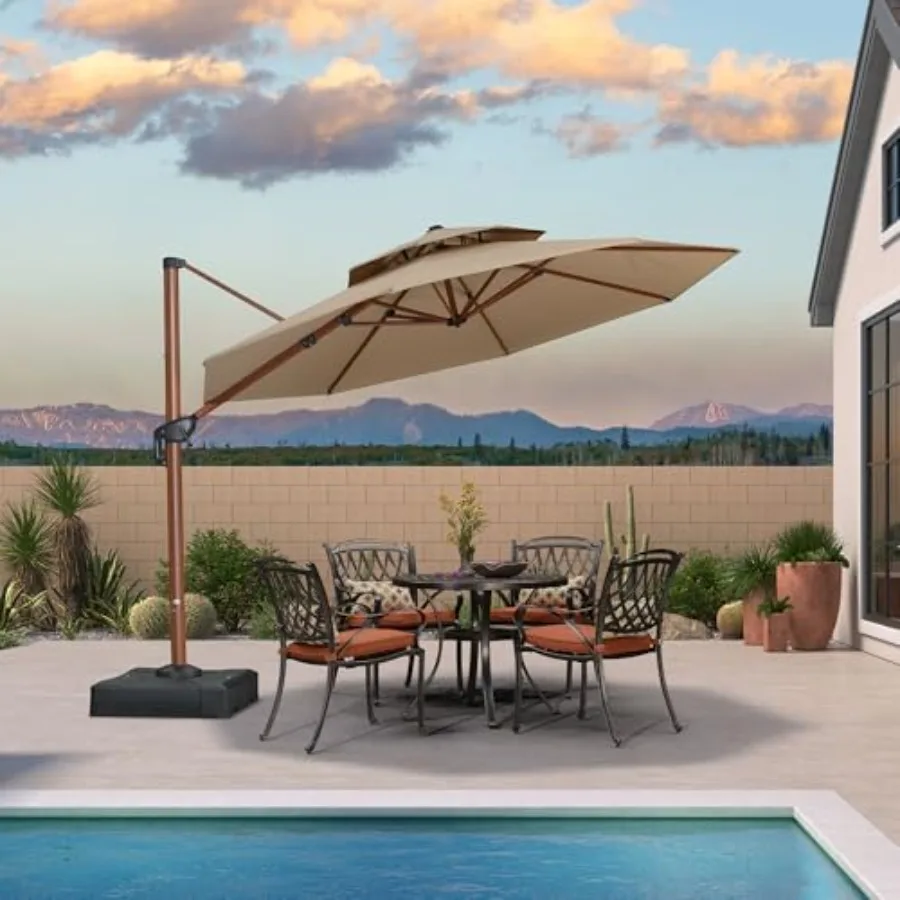 Patio Cantilever Umbrella for Garden Deck Pool, Round Wood Offset Heavy Duty Sun Shade, Spectrum Sand
Patio Cantilever Umbrella for Garden Deck Pool, Round Wood Offset Heavy Duty Sun Shade, Spectrum Sand