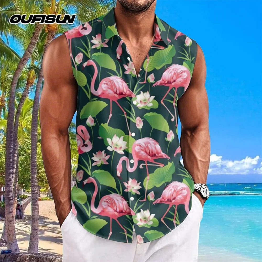 New Flamingo 3d Print Shirts For Men Casual Sleeveless Lapel Top Fashion Oversized Hawaiian Shirts Men Vacation Style Vest Shirt
New Flamingo 3d Print Shirts For Men Casual Sleeveless Lapel Top Fashion Oversized Hawaiian Shirts Men Vacation Style Vest Shirt