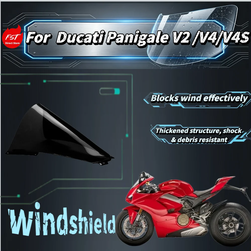 For Ducati Panigale V2 V4 V4S, Italian style track windscreen, high strength racing windshield glass
For Ducati Panigale V2 V4 V4S, Italian style track windscreen, high strength racing windshield glass