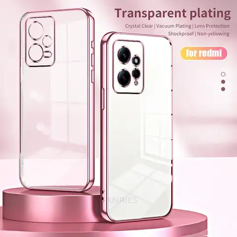Redmi12 Note12 S 12pro funda transparente chapada de lujo para Xiaomi Redmi Note 12 Pro Plus 4g 5g 12s funda trasera transparente de silicona