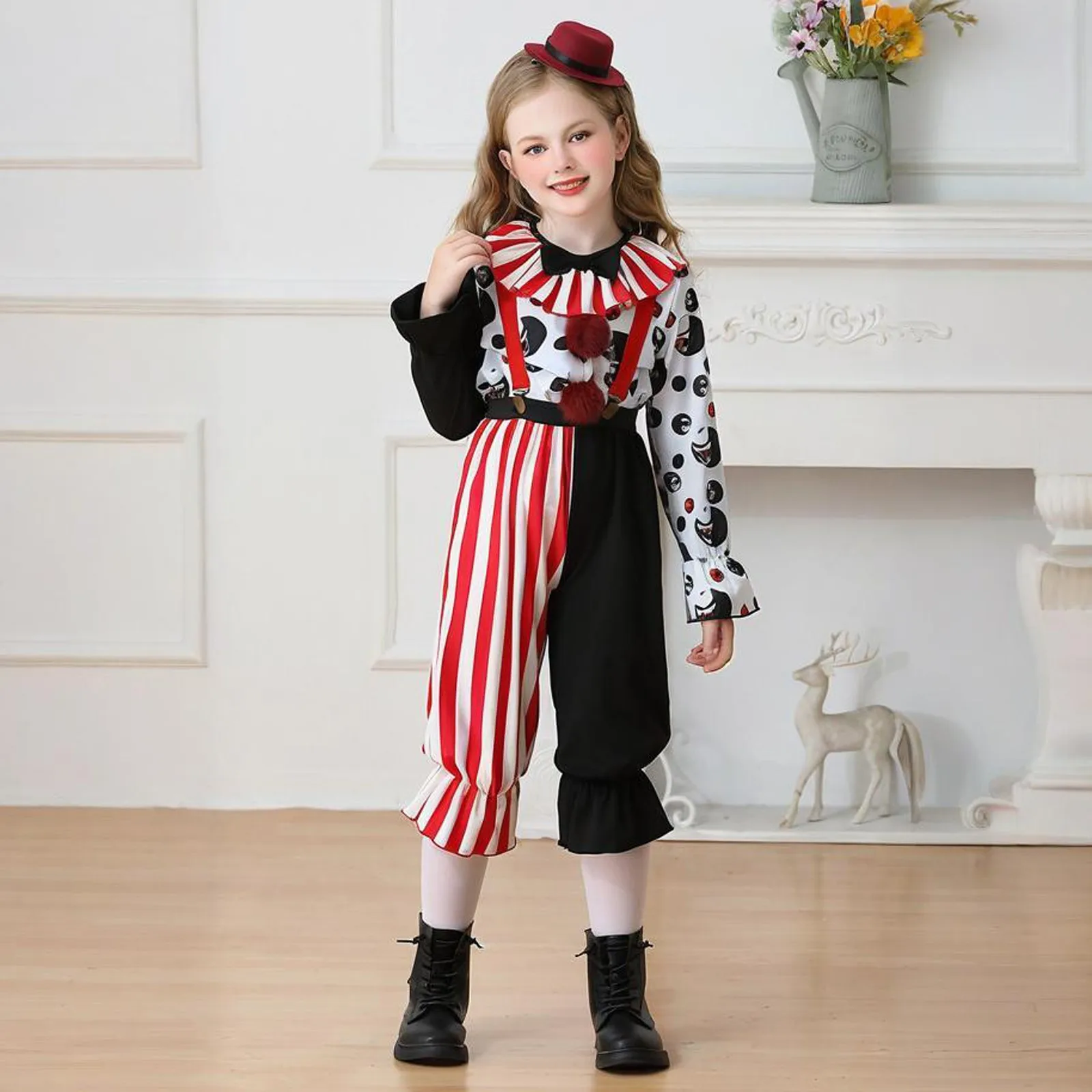 Halloween Children Fashion Clown Overalls Funny Role Play Costume Set Carnival Masquerade Stage Performance Costumes
Halloween Children Fashion Clown Overalls Funny Role Play Costume Set Carnival Masquerade Stage Performance Costumes