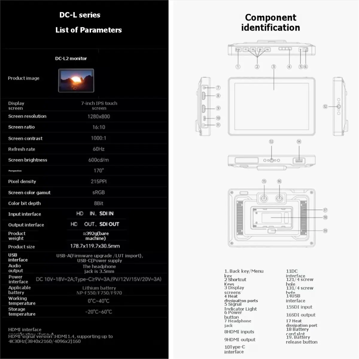 Полевой монитор M05K DC-L2 7 дюймов для камеры, IPS 4K сенсорный экран, 3D LUT, монитор для режиссеров, дисплей для студийной записи видео
Полевой монитор M05K DC-L2 7 дюймов для камеры, IPS 4K сенсорный экран, 3D LUT, монитор для режиссеров, дисплей для студийной записи видео