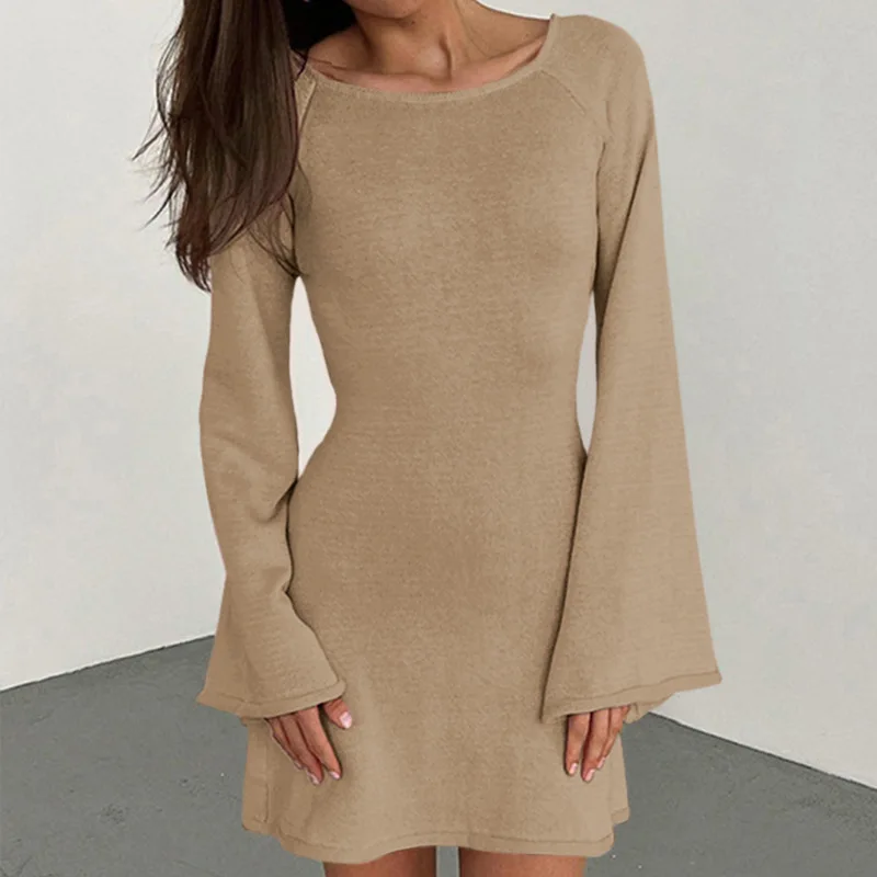 New Sexy Backless Round Collar Cover-Ups Solid Color Knit Beachwear Stylish Horn Sleeve Beach Suit Female Holiday Wrap Dress
New Sexy Backless Round Collar Cover-Ups Solid Color Knit Beachwear Stylish Horn Sleeve Beach Suit Female Holiday Wrap Dress