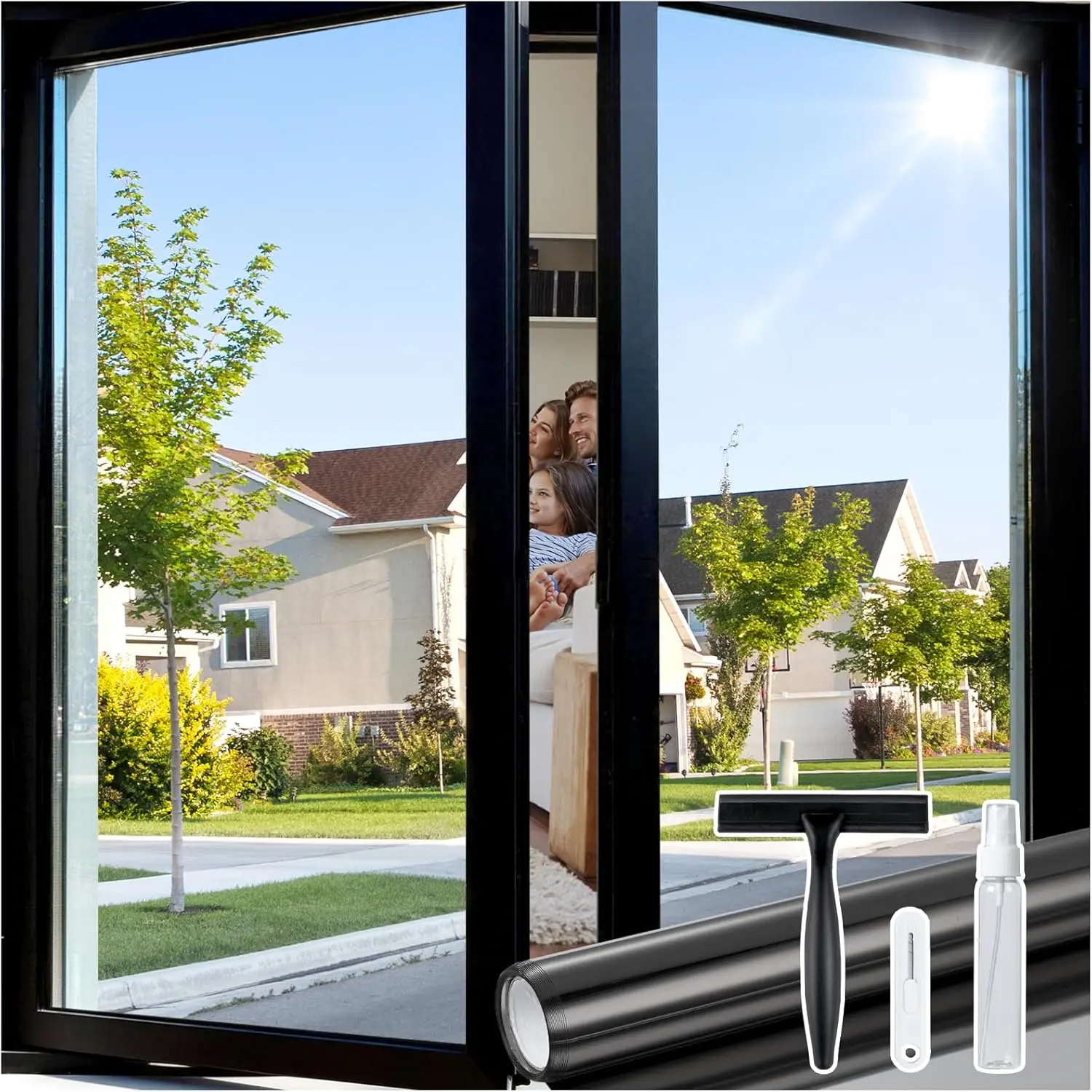 One Way Window Privacy Film, Reflective Mirror Tint Blocks UV & Heat, 35.4x118.1in, Black Silver
One Way Window Privacy Film, Reflective Mirror Tint Blocks UV & Heat, 35.4x118.1in, Black Silver