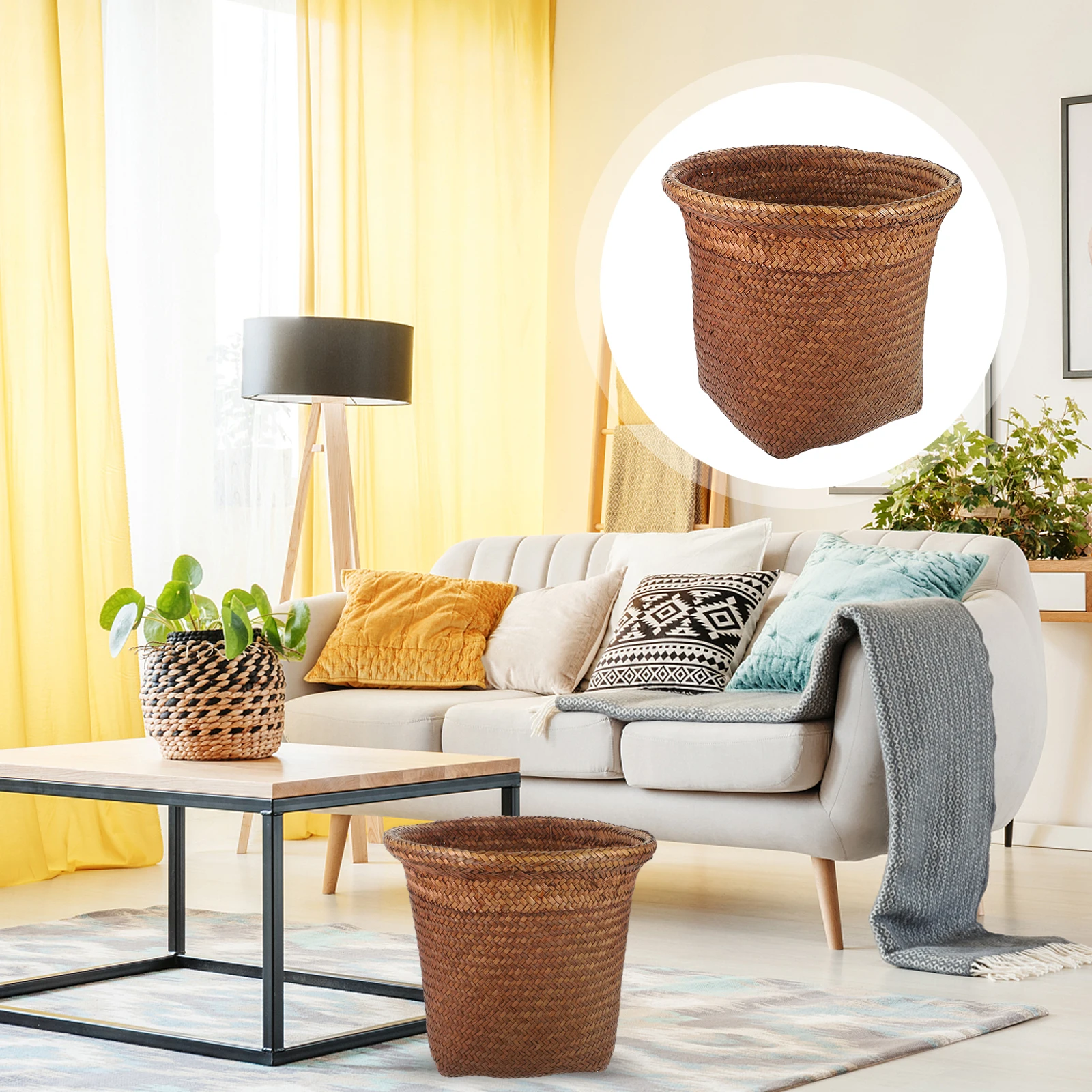 Straw Woven Storage Basket Large Coffee Color Trash Can for Home Office Waste Paper Baskets Cattail Grass Bin Container
Straw Woven Storage Basket Large Coffee Color Trash Can for Home Office Waste Paper Baskets Cattail Grass Bin Container
