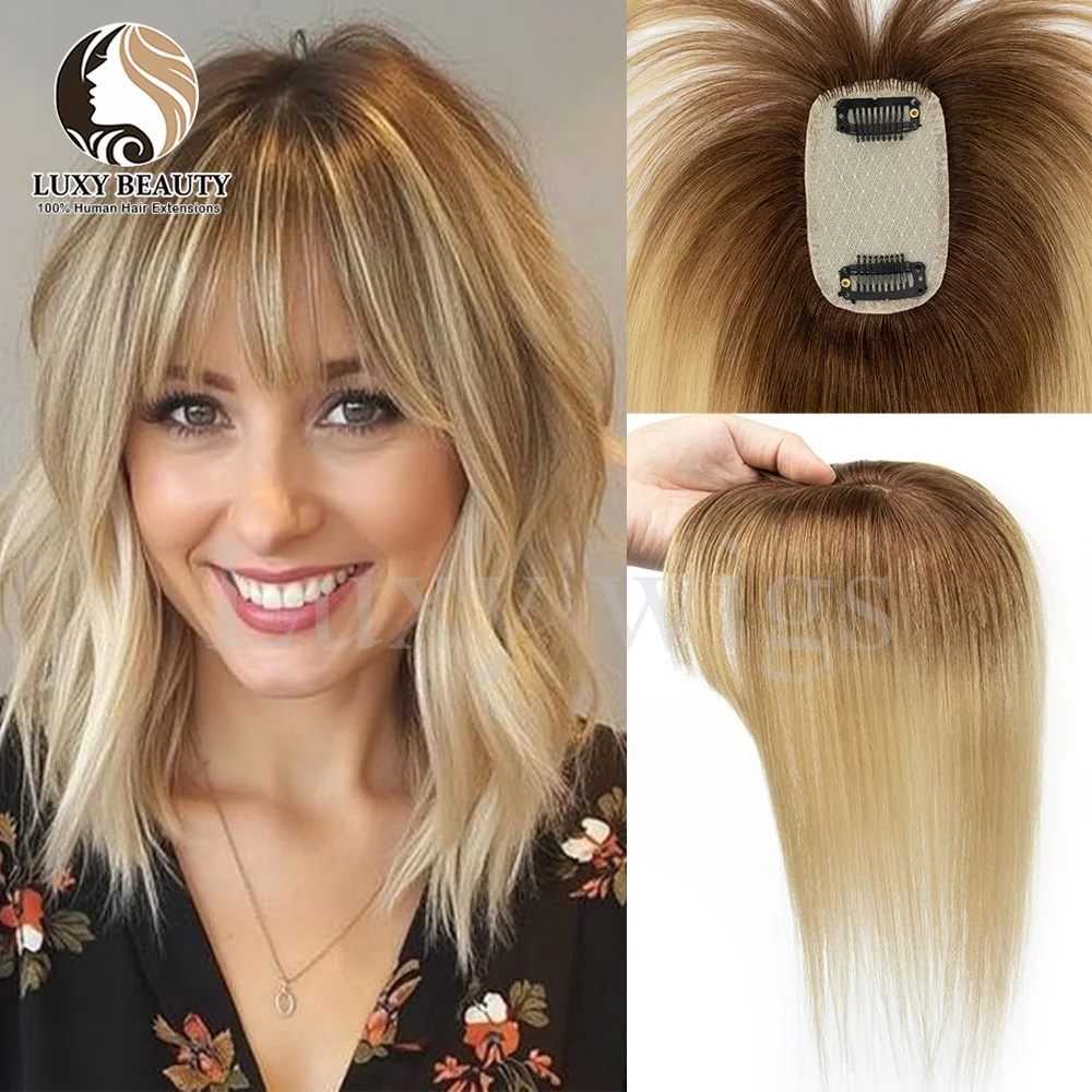 Ombre Blonde Human Hair Toppers For Women 5cmx9cm Real Human Hair Topper With Bangs Straight Short Brown Clip in Hair Toppers
Ombre Blonde Human Hair Toppers For Women 5cmx9cm Real Human Hair Topper With Bangs Straight Short Brown Clip in Hair Toppers