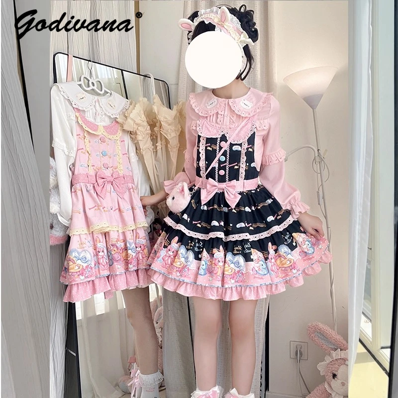 Original New Spring and Summer Lolita Sweet Straps Dress Daughter Girl's Cute Bow Kawaii Printed Short Suspender Dresses
Original New Spring and Summer Lolita Sweet Straps Dress Daughter Girl's Cute Bow Kawaii Printed Short Suspender Dresses