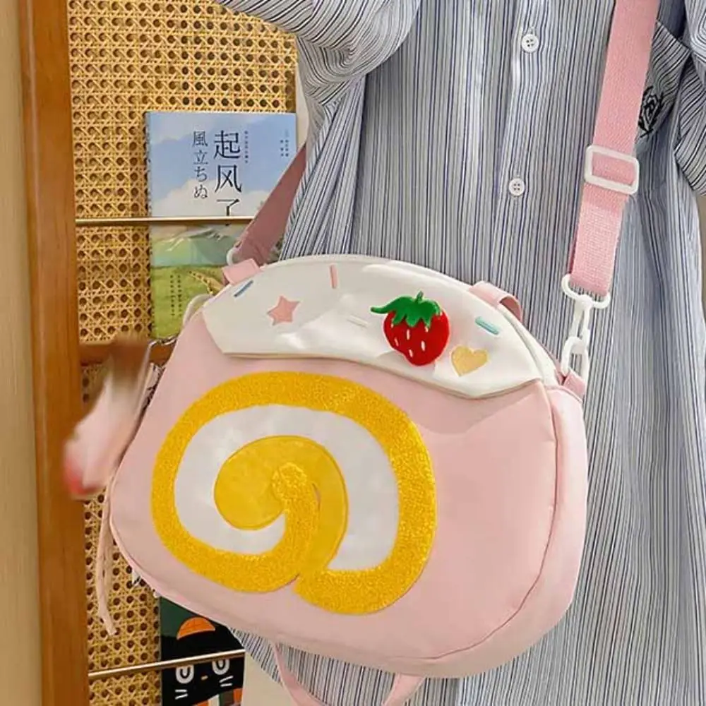 Soft Swiss Roll Strawberry Cake Bag Large Capacity Handbag Cartoon Shoulder Bag Preppy Style Anime Crossbody Bag Students
Soft Swiss Roll Strawberry Cake Bag Large Capacity Handbag Cartoon Shoulder Bag Preppy Style Anime Crossbody Bag Students