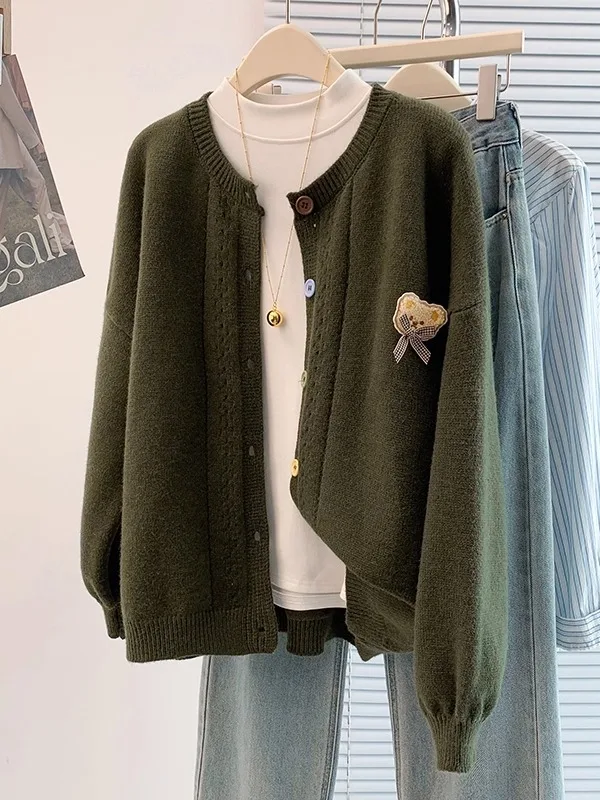 Forest een Bear Print Knitwear Jaet Women's Large Size Autumn Winter Loose Fit Cardigan Button Casual Sle
Forest een Bear Print Knitwear Jaet Women's Large Size Autumn Winter Loose Fit Cardigan Button Casual Sle
