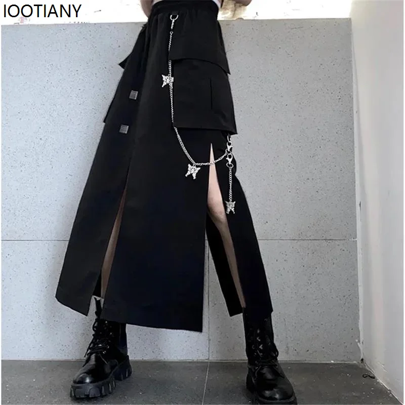 2025 New Spring Autumn Women's Skirt Fashion Korean Style Black Long Skirt With Chain Side Slit Hip-hop Street Casual Dress
2025 New Spring Autumn Women's Skirt Fashion Korean Style Black Long Skirt With Chain Side Slit Hip-hop Street Casual Dress