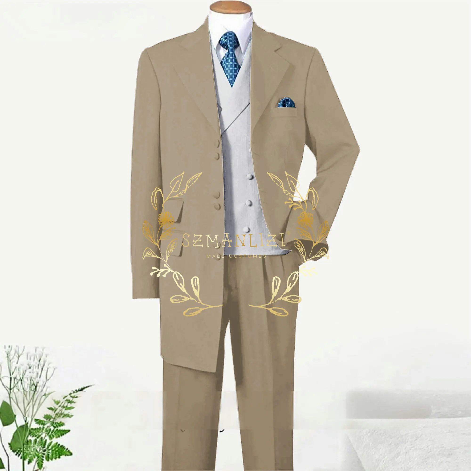 Beige Men Suits 3 Piece Long Jacket Pants Vest Single Breasted Notch Lapel Wedding Groomsmen Tuxedos Best Man Prom Blazer Sets
Beige Men Suits 3 Piece Long Jacket Pants Vest Single Breasted Notch Lapel Wedding Groomsmen Tuxedos Best Man Prom Blazer Sets