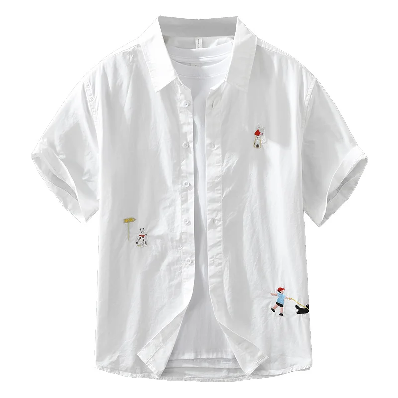 Japanese style fresh embroidered short-sleeved shirt men's fashionable versatile literary casual loose top
Japanese style fresh embroidered short-sleeved shirt men's fashionable versatile literary casual loose top