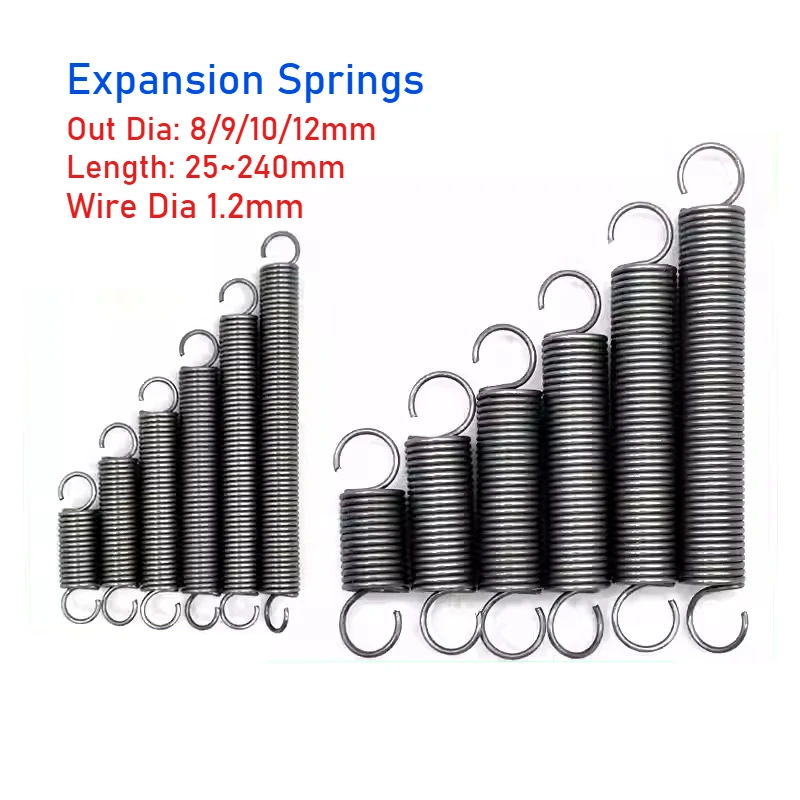 10pcs Expansion Springs Wire Dia 1.2mm Open Hook Tension Spring Extension Tension Spring Out Dia 8/9/10/12mm Length 25~240mm
10pcs Expansion Springs Wire Dia 1.2mm Open Hook Tension Spring Extension Tension Spring Out Dia 8/9/10/12mm Length 25~240mm