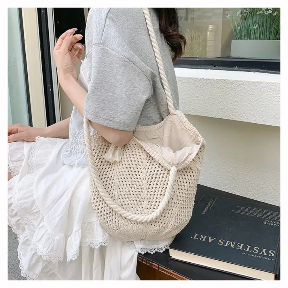 Fashion Bohemian Knitted Shoulder Bag Sweet Hollowed Out Casual Woven Handbag Large Capacity Spacious Crochet Tote Bag Summer
Fashion Bohemian Knitted Shoulder Bag Sweet Hollowed Out Casual Woven Handbag Large Capacity Spacious Crochet Tote Bag Summer