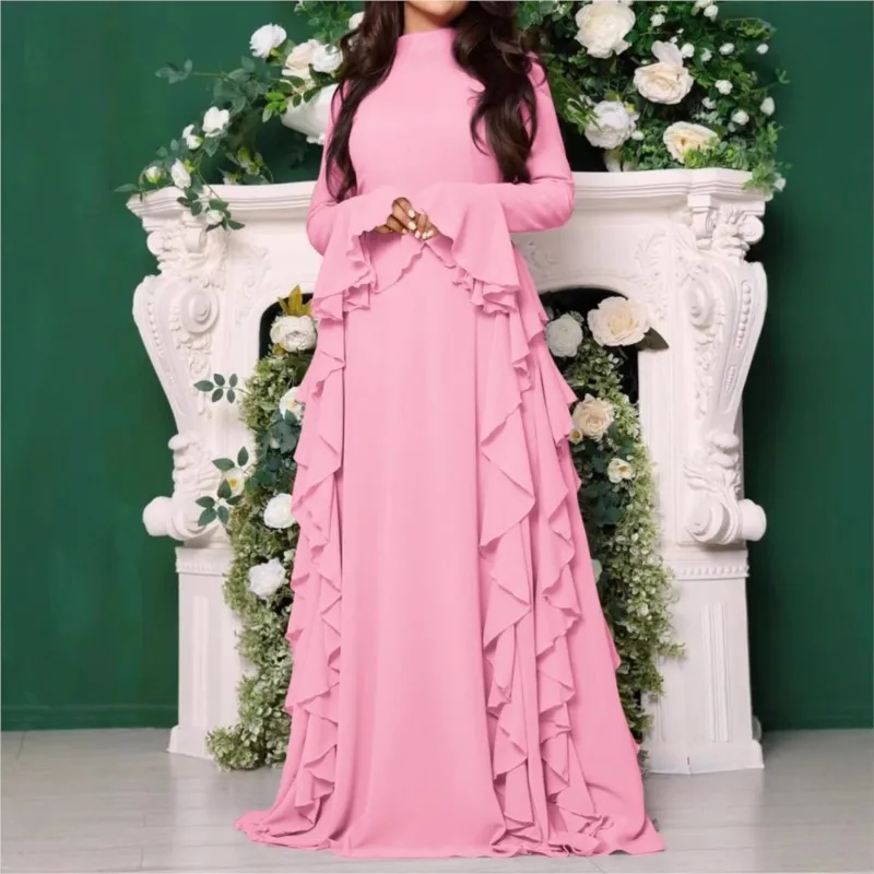 Horn Sleeve Dress Women Elegant Autumn High Waisted Solid Color Long Sleeved Lotus Leaf Edge Frock Vestidos De Fiesta Elegantes
Horn Sleeve Dress Women Elegant Autumn High Waisted Solid Color Long Sleeved Lotus Leaf Edge Frock Vestidos De Fiesta Elegantes