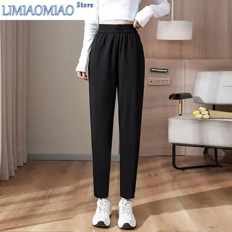 Fashion New High Waist Loose Motion Black Ankle-Length Pants Women Casual All-match Comfortable Lady Haren Trousers 
Fashion New High Waist Loose Motion Black Ankle-Length Pants Women Casual All-match Comfortable Lady Haren Trousers