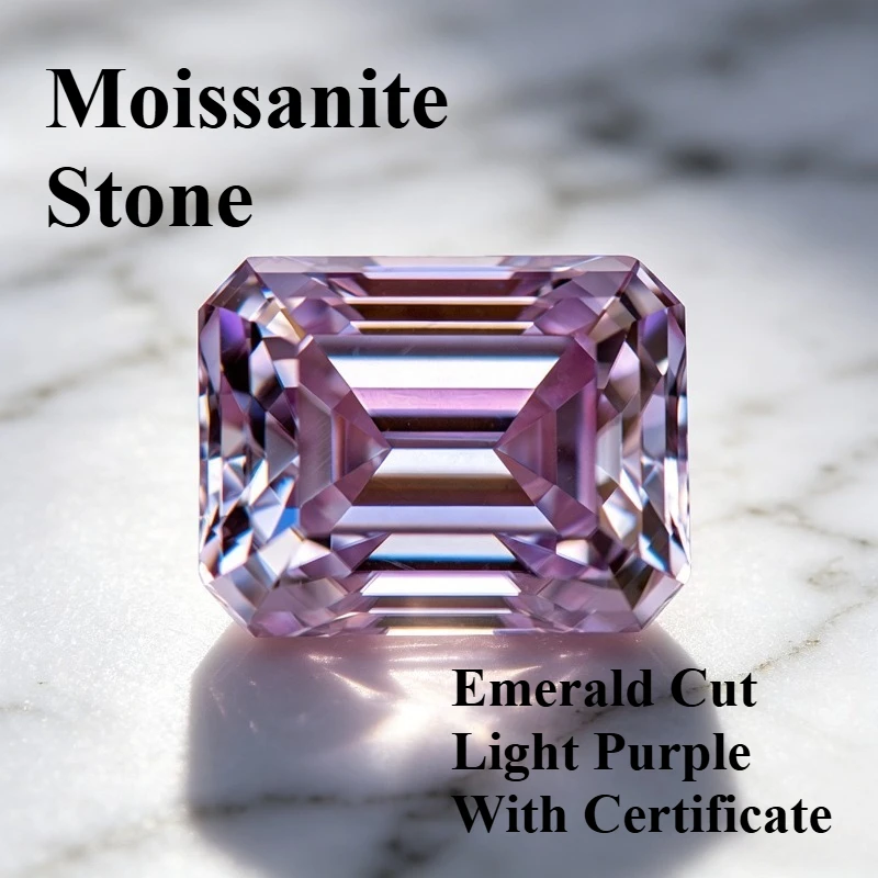 Moissanite Stone Emerald Cut Light Purple Lab Grown Gemstone for DIY Charms Jewelry Making Pass Diamond Test with Certificate
Moissanite Stone Emerald Cut Light Purple Lab Grown Gemstone for DIY Charms Jewelry Making Pass Diamond Test with Certificate