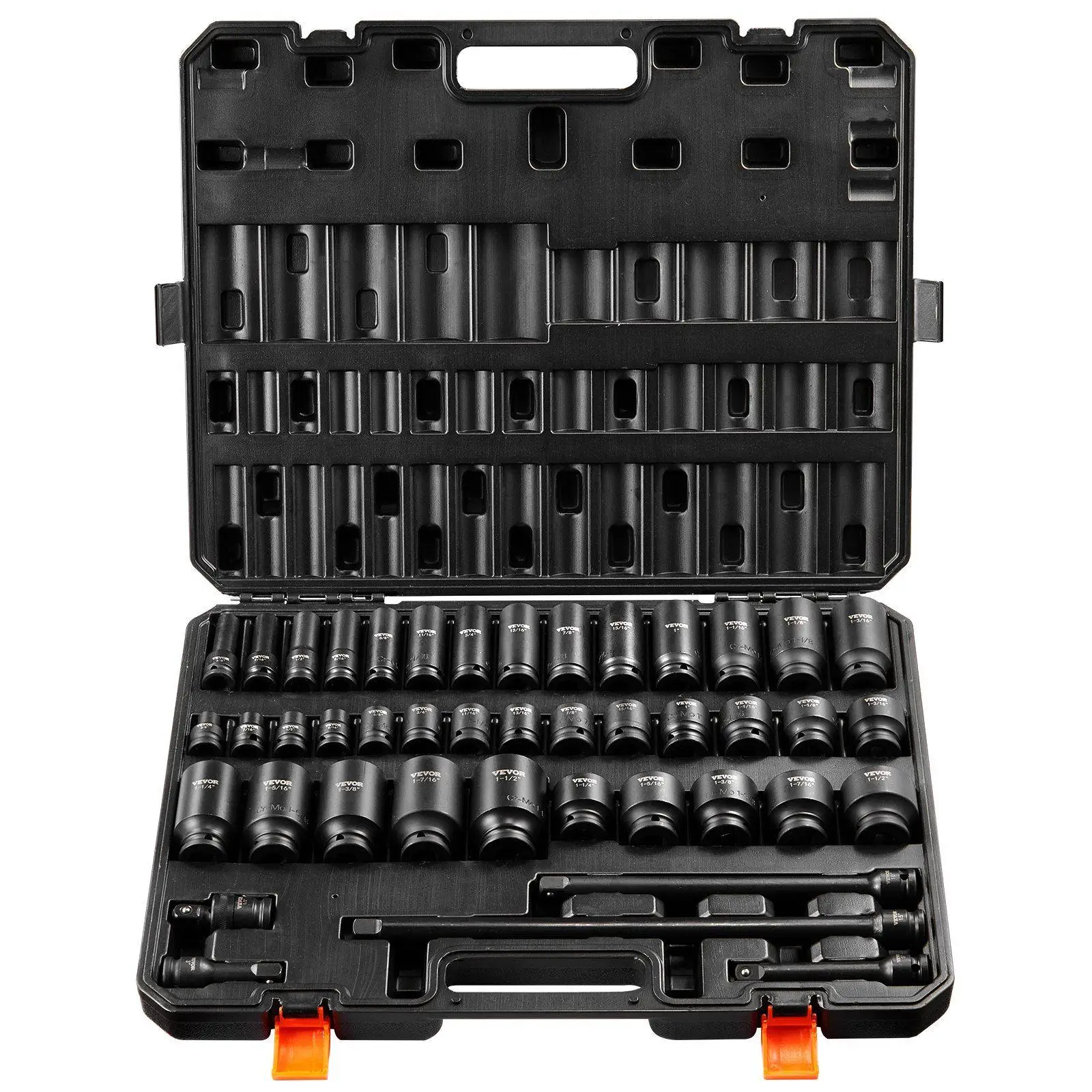 1/2in Drive 43pc SAE Impact Socket Set 6-Point Cr-Mo Alloy Steel with Extension Bars Durable Storage Case
1/2in Drive 43pc SAE Impact Socket Set 6-Point Cr-Mo Alloy Steel with Extension Bars Durable Storage Case