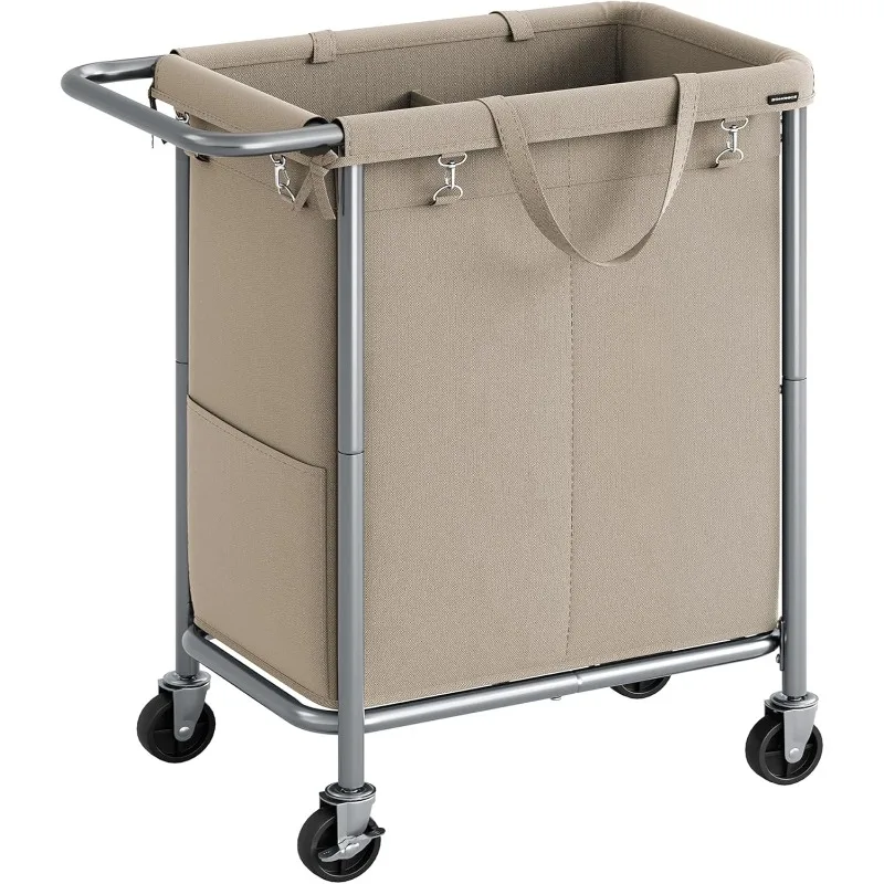 Laundry Basket with Wheels, 2-Section Rolling Laundry Hamper, 37 Gallons (140 L), Removable Liner, Steel Frame
Laundry Basket with Wheels, 2-Section Rolling Laundry Hamper, 37 Gallons (140 L), Removable Liner, Steel Frame