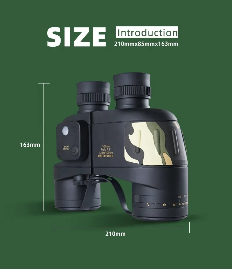 Professional waterproof 7X50 long range hunting binoculars with compass rangefinder telescope
Professional waterproof 7X50 long range hunting binoculars with compass rangefinder telescope