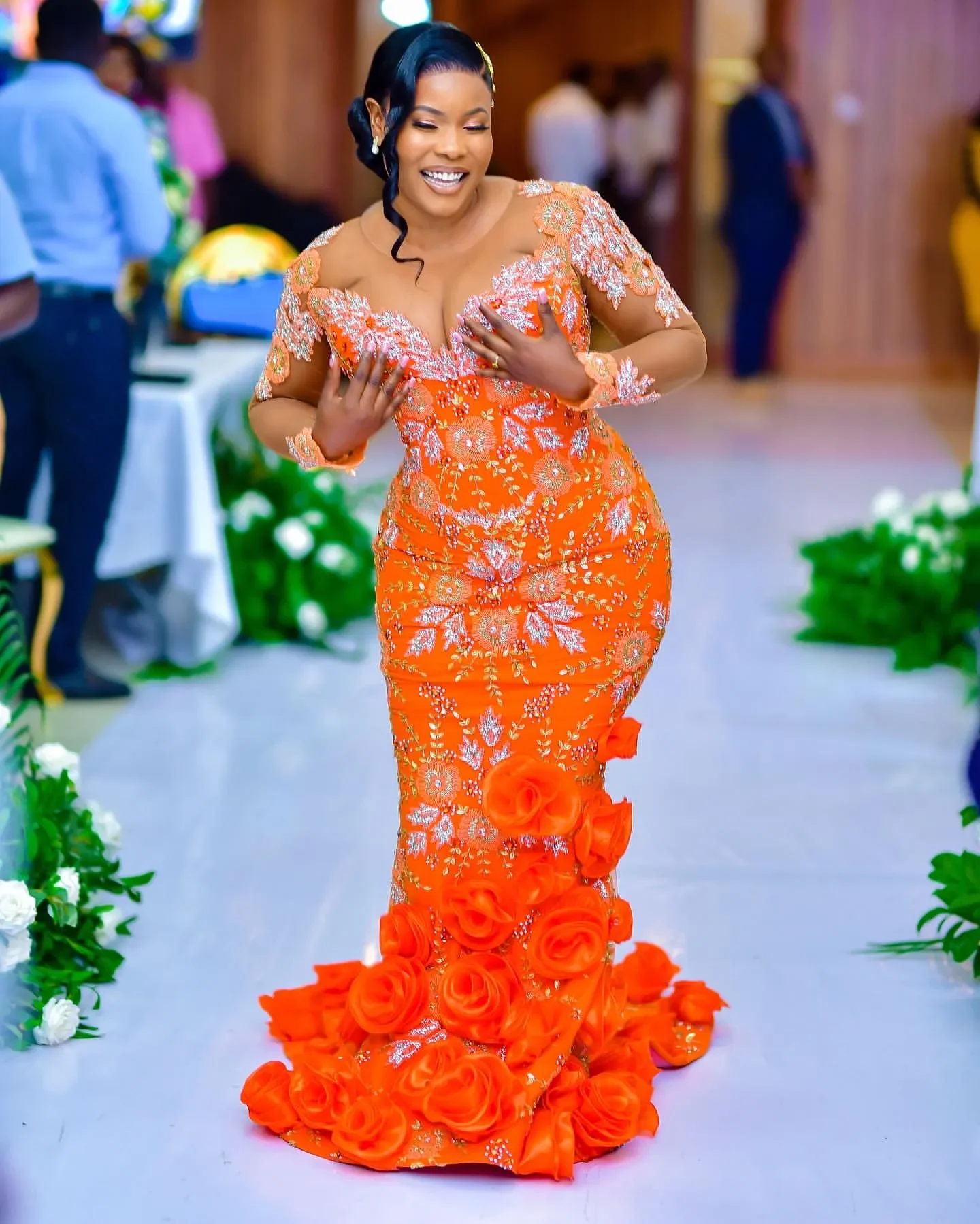 Plus Size Orange Mermaid Prom Dress Lacefull Promdress Beaded Flowers Evening Formal Party Second Reception Birthday Engagement
Plus Size Orange Mermaid Prom Dress Lacefull Promdress Beaded Flowers Evening Formal Party Second Reception Birthday Engagement