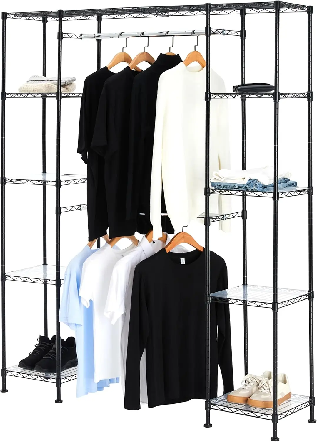 Adjustable Expandable Metal Closet Organizer with Shelves, 57-80''L x 14''W x 72''H, Black
Adjustable Expandable Metal Closet Organizer with Shelves, 57-80''L x 14''W x 72''H, Black