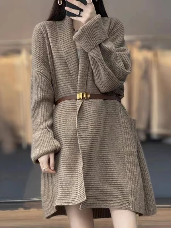Женский утепленный длинный вязаный кардиган свободного кроя в полоску для осени и зимы, новинка, для повседневной носки
Женский утепленный длинный вязаный кардиган свободного кроя в полоску для осени и зимы, новинка, для повседневной носки
