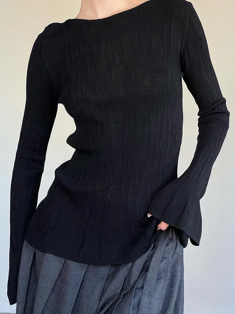 Solid Pleated Long Sleeve T-Shirts Flare Sleeves Spring Autumn Women Slim Casual Ladies Crew Neck Basic Pullover Tops
Solid Pleated Long Sleeve T-Shirts Flare Sleeves Spring Autumn Women Slim Casual Ladies Crew Neck Basic Pullover Tops