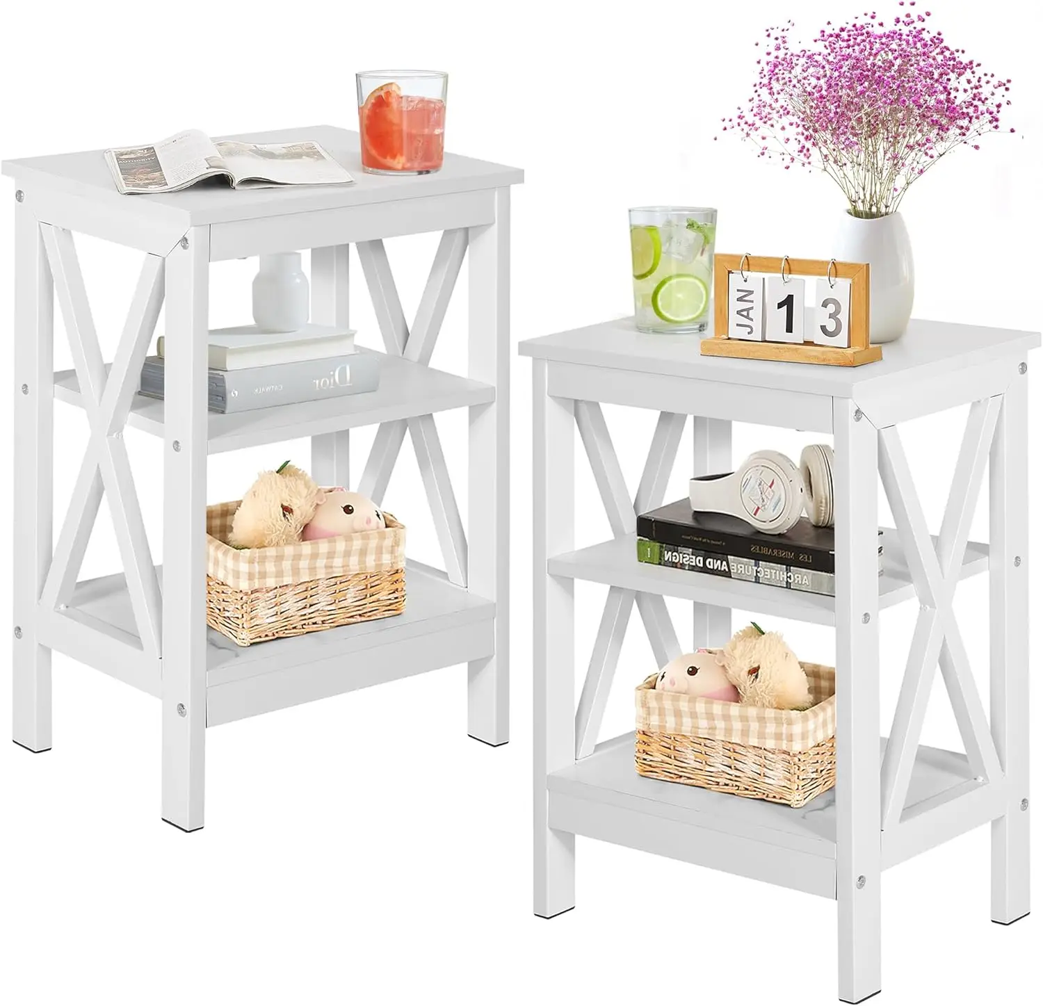 Modern Nightstands with X-Design, Set of 2, Side End Table with Storage Shelf for Bedroom Living Room, White
Modern Nightstands with X-Design, Set of 2, Side End Table with Storage Shelf for Bedroom Living Room, White