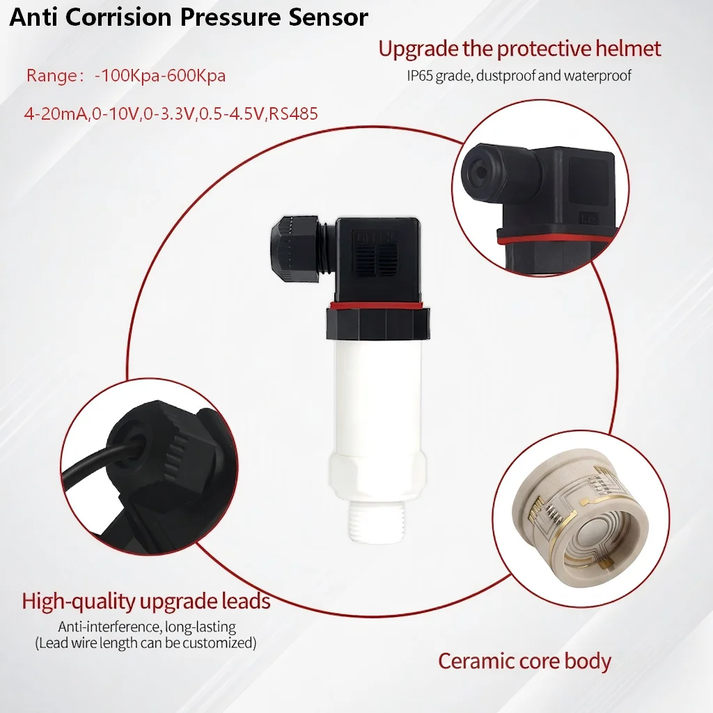 G1/2 Anti-corrosive Pressure Sensor Transducer PTFE 100kpa 200kpa 4-20mA 0-10V 0-5V RS485 Water PressrueTransmitter
G1/2 Anti-corrosive Pressure Sensor Transducer PTFE 100kpa 200kpa 4-20mA 0-10V 0-5V RS485 Water PressrueTransmitter