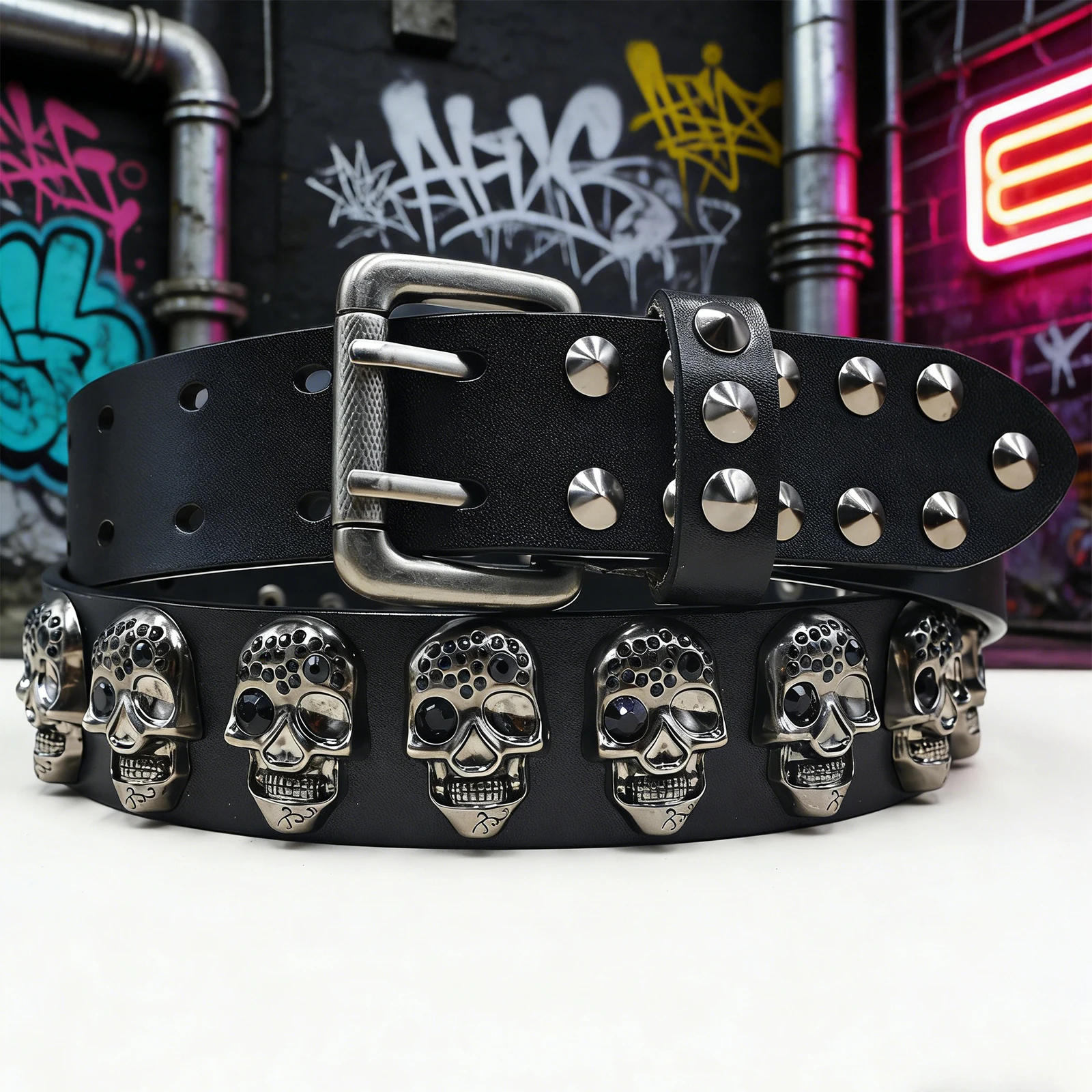 Genuine Leather Retro Men's skull Rivet Belt Pointed nails Women's Belt Hip-Hop Rock Punk Y2K Style Jeans Men's and Women's Belt
Genuine Leather Retro Men's skull Rivet Belt Pointed nails Women's Belt Hip-Hop Rock Punk Y2K Style Jeans Men's and Women's Belt
