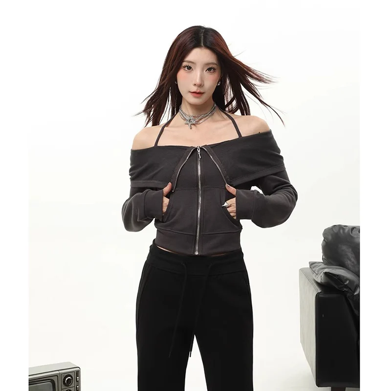 Sexy Women Off Shoulder Zipper Hoodie Coat Long Sleeve Slim Elastic Casual Jacket 2023 Autumn Winter New
Sexy Women Off Shoulder Zipper Hoodie Coat Long Sleeve Slim Elastic Casual Jacket 2023 Autumn Winter New