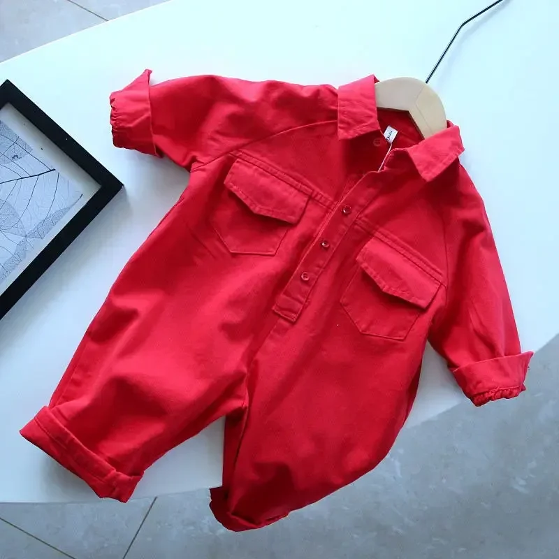 Red Baby Romper Spring Autumn Long Sleeve Turn Down Collar Loose Jumpsuit Fashion Boys Girls Overalls Kids Clothing
Red Baby Romper Spring Autumn Long Sleeve Turn Down Collar Loose Jumpsuit Fashion Boys Girls Overalls Kids Clothing