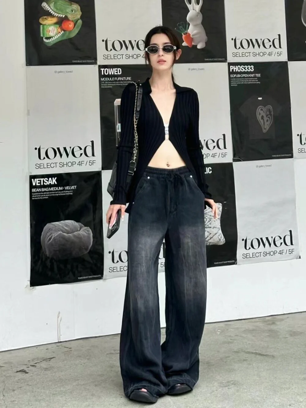 Women Washed Distressed Jeans, High Waist Loose Patchwork Lace-up elastic wide-leg pants Lady, Casual Streetwear, All Seasons
Women Washed Distressed Jeans, High Waist Loose Patchwork Lace-up elastic wide-leg pants Lady, Casual Streetwear, All Seasons