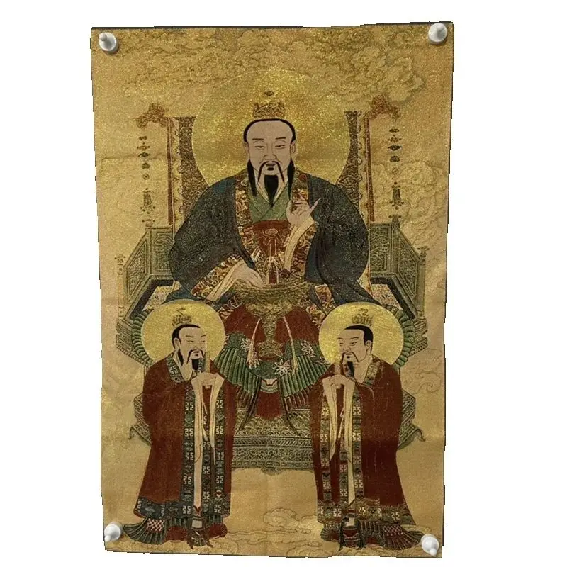 Chinese Antique Silk Brocade Tangka Painting San Qing Ancestor Style Embroidery Wall Art Home Decor
Chinese Antique Silk Brocade Tangka Painting San Qing Ancestor Style Embroidery Wall Art Home Decor