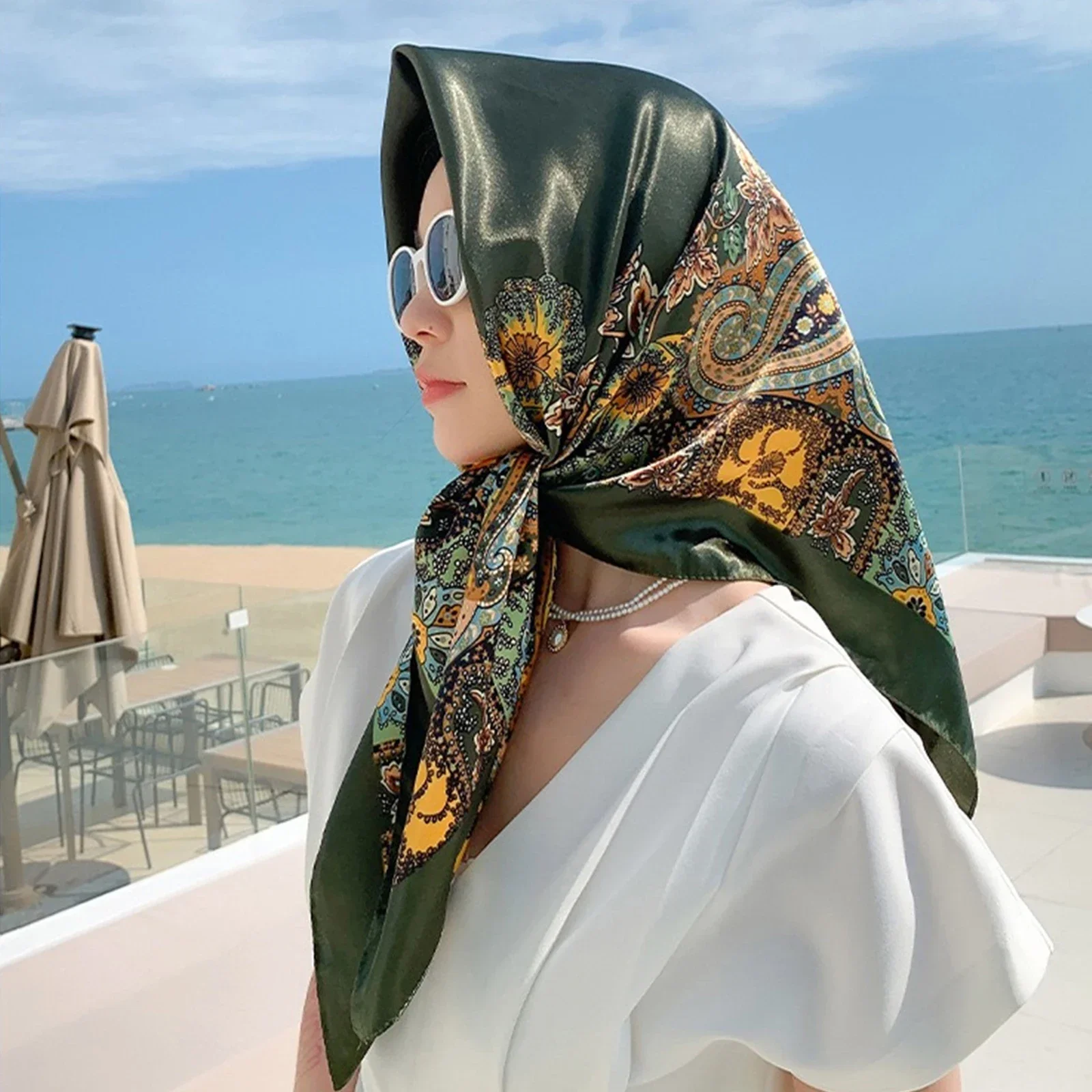 90*90cm Silk Scarf Women Print Hair Neck Square Office Ladies Shawl Bandanna Muslim Hijab Handkerchief Muffler Foulard female 
90*90cm Silk Scarf Women Print Hair Neck Square Office Ladies Shawl Bandanna Muslim Hijab Handkerchief Muffler Foulard female