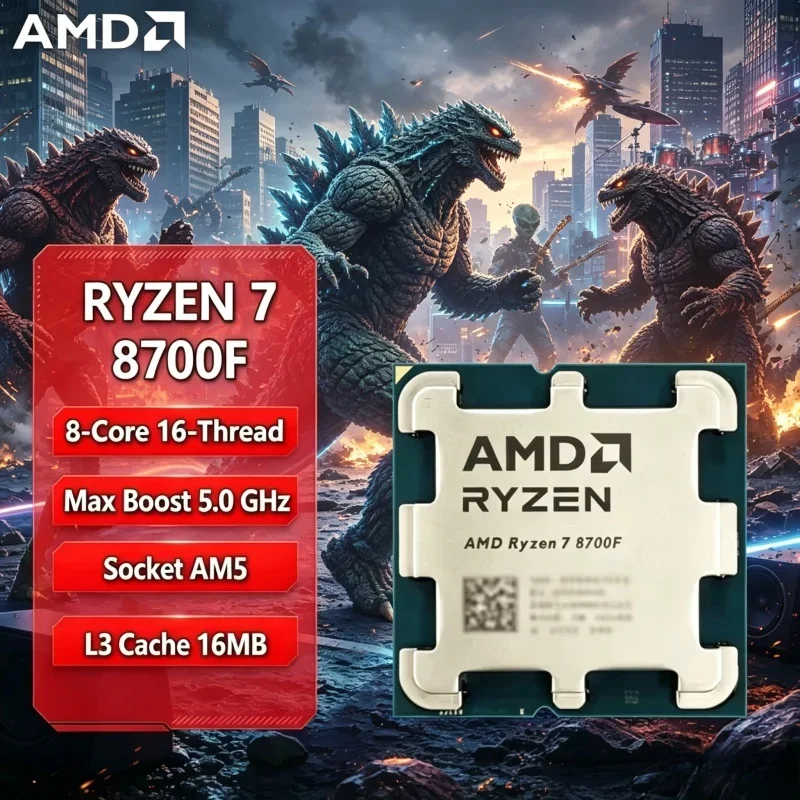 Compact DIY Build AMD Ryzen 7 8700F 65W Low Power Processor Zen4 8C16T 4.1GHz 5.0GHz Unlocked AM5 DDR5 Gaming Chip