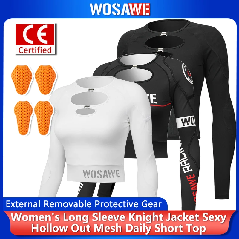 WOSAWE Motorcycle Jacket Women Summer Hollow Mesh Breathable Long Sleeve Motorbike Riding Gear External Removable Pads Short Top
WOSAWE Motorcycle Jacket Women Summer Hollow Mesh Breathable Long Sleeve Motorbike Riding Gear External Removable Pads Short Top