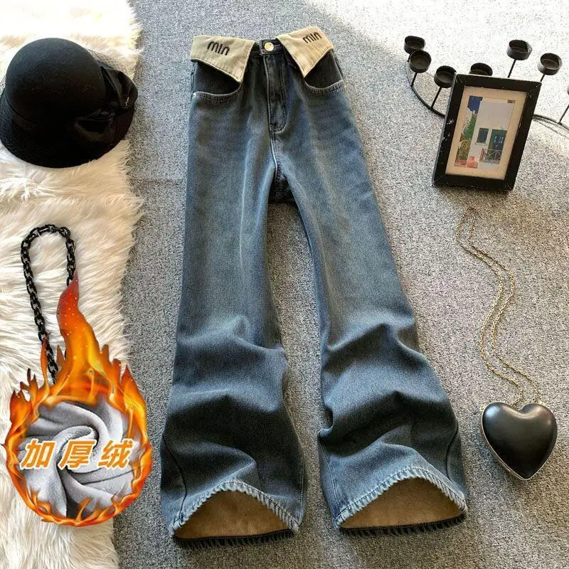 Женские брюки в стиле ретро, широкие брюки, осень-зима, свободные утягивающие прямые брюки с высокой талией и надписью большого размера
Женские брюки в стиле ретро, широкие брюки, осень-зима, свободные утягивающие прямые брюки с высокой талией и надписью большого размера 