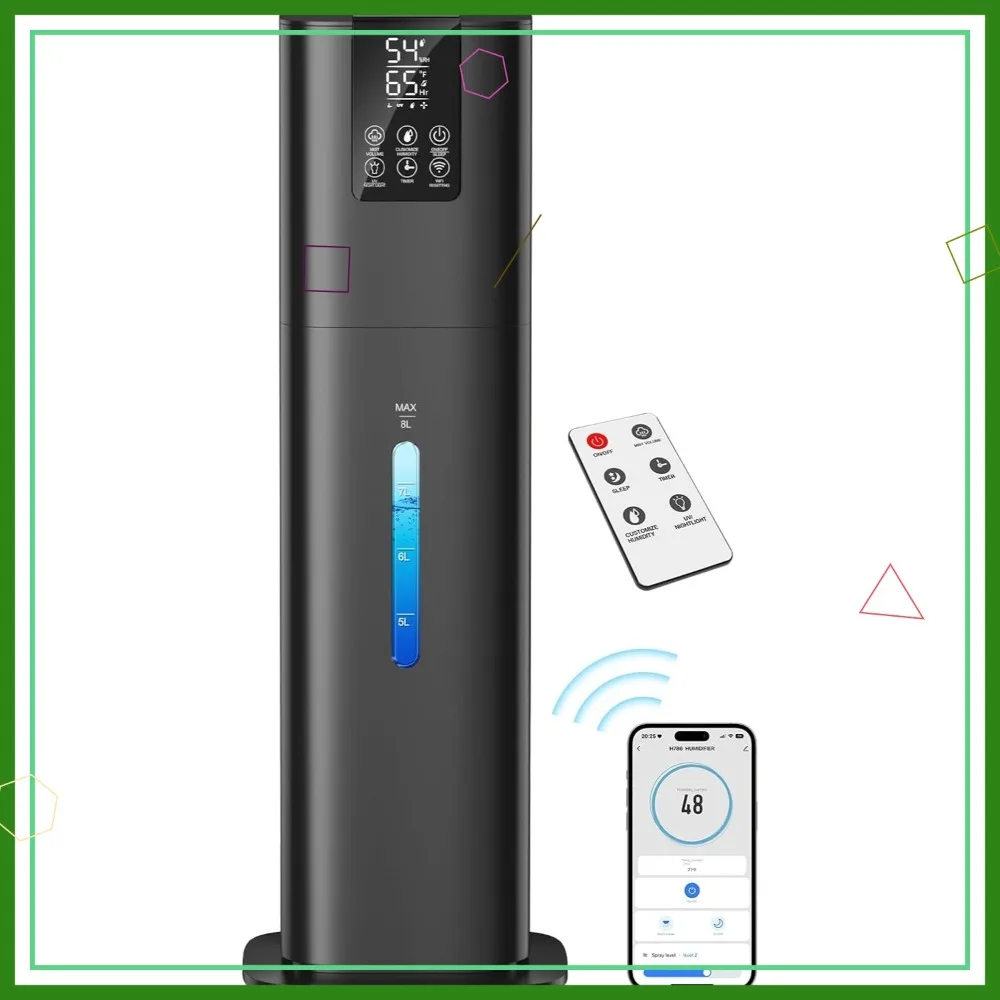 2.11Gal(8L) Smart Humidifier for Large Room, Quiet Top Fill Cool Mist with App & Remote, 3 Speeds, 360° Nozzle, Humidity Setting
2.11Gal(8L) Smart Humidifier for Large Room, Quiet Top Fill Cool Mist with App & Remote, 3 Speeds, 360° Nozzle, Humidity Setting