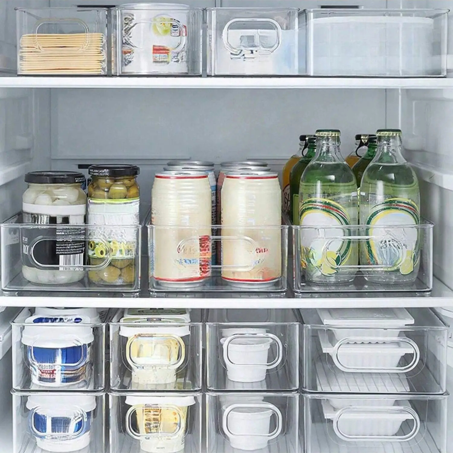 1pc transparent PET refrigerator storage box suitable for storing small bottles of beverages, cheese and wine, clean and tidy
1pc transparent PET refrigerator storage box suitable for storing small bottles of beverages, cheese and wine, clean and tidy