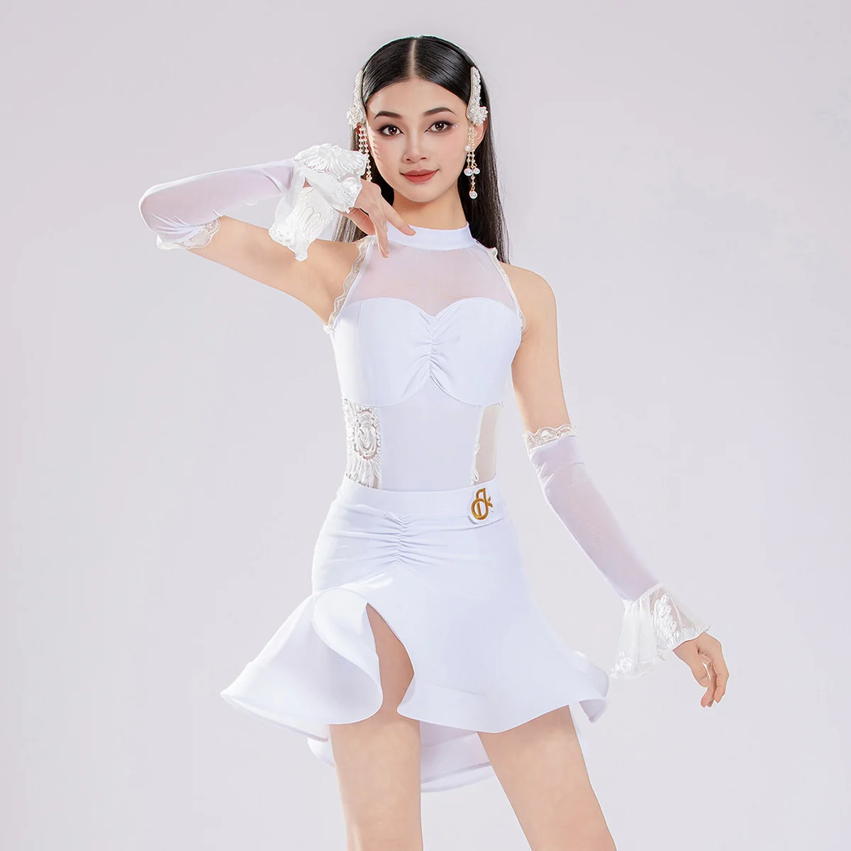 Children Girls Latin Dancewear Practice Mesh Sleeveless Bodysuit and Fishbone Large Skirt Women Rumba Dance Competition Costume
Children Girls Latin Dancewear Practice Mesh Sleeveless Bodysuit and Fishbone Large Skirt Women Rumba Dance Competition Costume