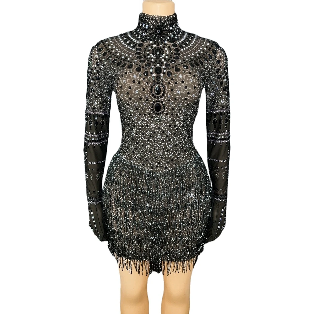 Sparkly Rhinestones Fringes Short Dress Gloves Sexy Evening Prom Celebriate Birthday Dress Performance Dance Costume Stage Wear
Sparkly Rhinestones Fringes Short Dress Gloves Sexy Evening Prom Celebriate Birthday Dress Performance Dance Costume Stage Wear